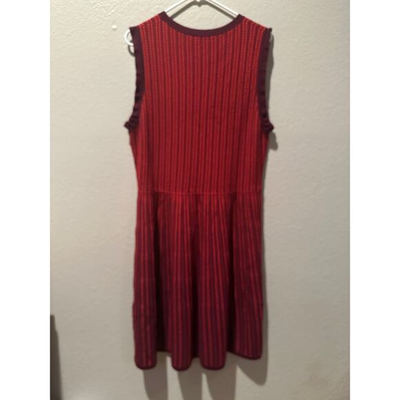 Kate Spade New York Textured-Stripe Knit Fit & Flare Red Burgundy Dress Sz XL - Picture 6 of 7